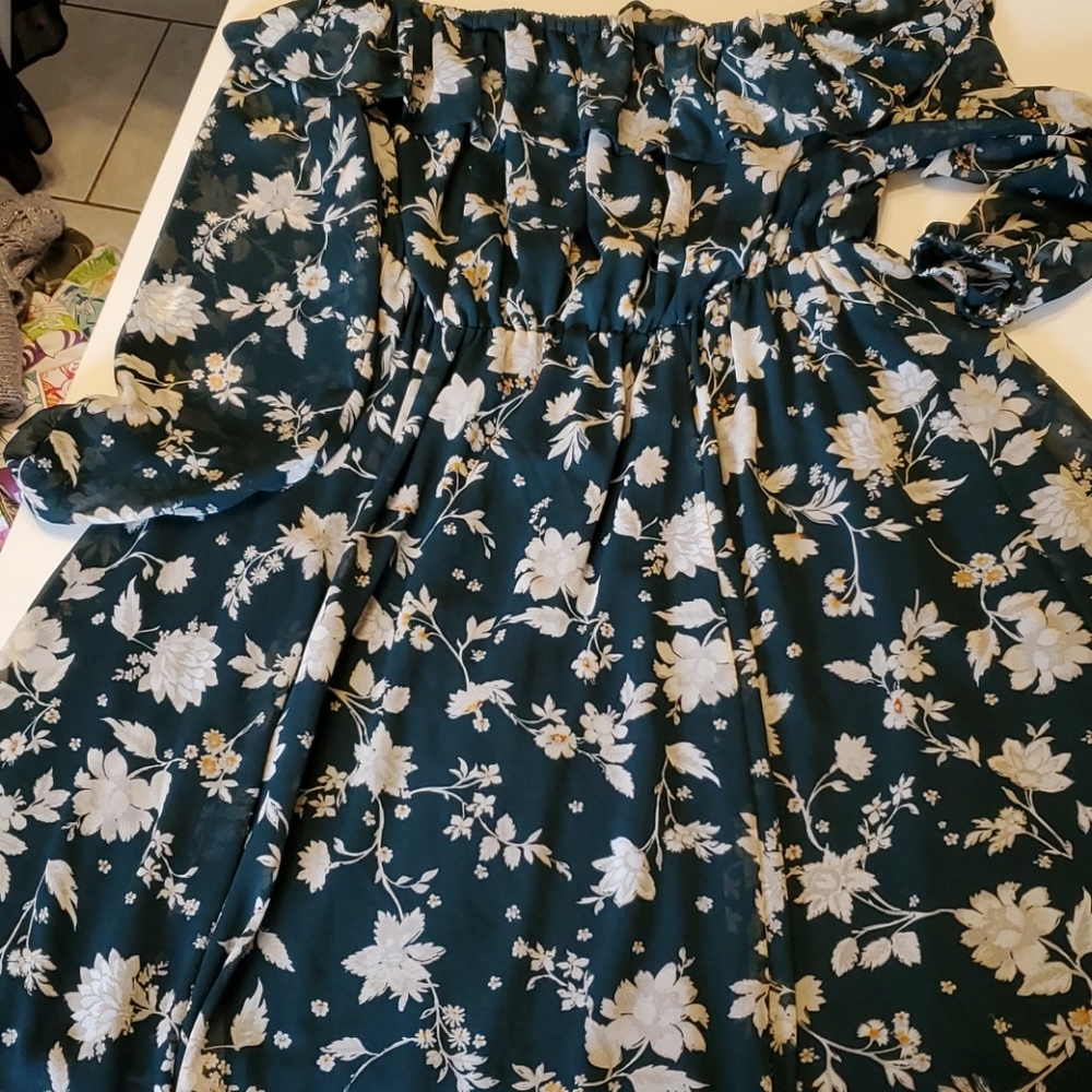 Off the shoulder floral skater dress
